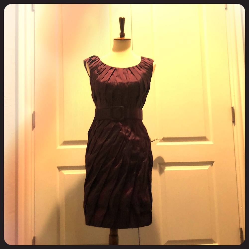 Adrianna Papell dark purple dress with belt